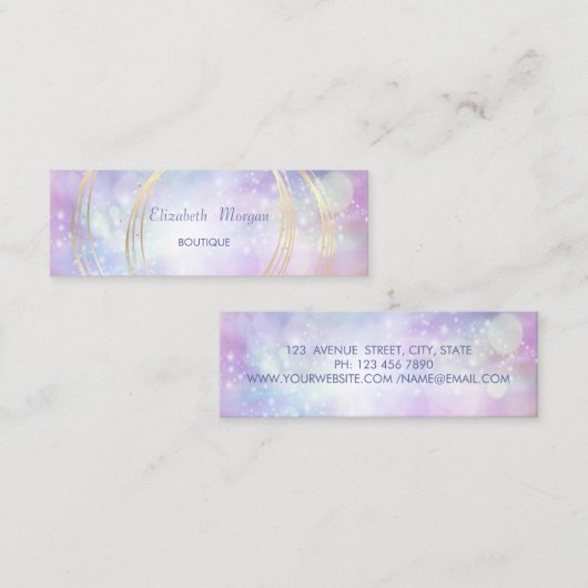 Modern Elegant, Bokeh, Gold Circles Mini Visitekaartje (Voorkant / Achterkant)