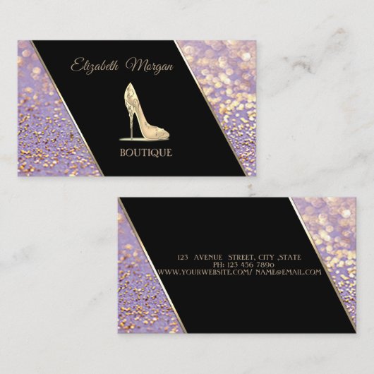 Modern Elegant Bokeh, High Hiel Visitekaartje (Voorkant / Achterkant)