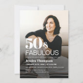 Modern Elegant Bold 50th Birthday Photo Invitation Kaart (Voorkant)