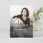 Modern Elegant Bold 50th Birthday Photo Invitation Kaart (Staand voorkant)