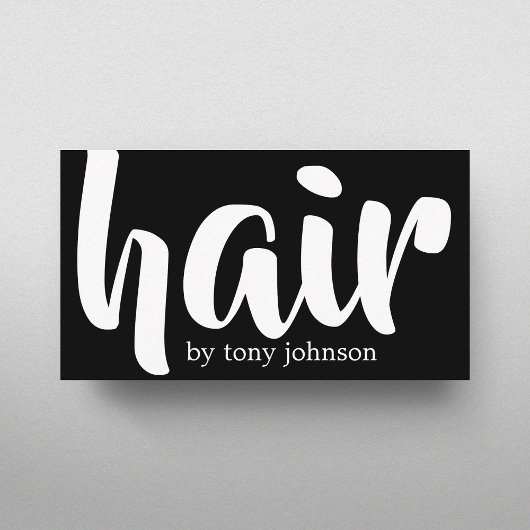 Modern Elegant Bold Black&White Hair Stylist Visitekaartje