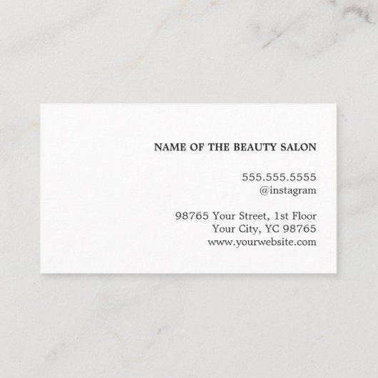 Modern Elegant Bold Blauw Wit Haar Stylist Visitekaartje (Achterkant)