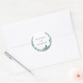 Modern Elegant Botanical Blauwgroen Blue Wreath We Ronde Sticker (Envelop)