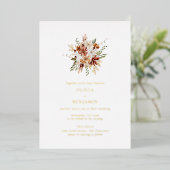 Modern Elegant Botanical Burgundy Bouquet Wedding Folie Uitnodiging (Staand Voorkant)