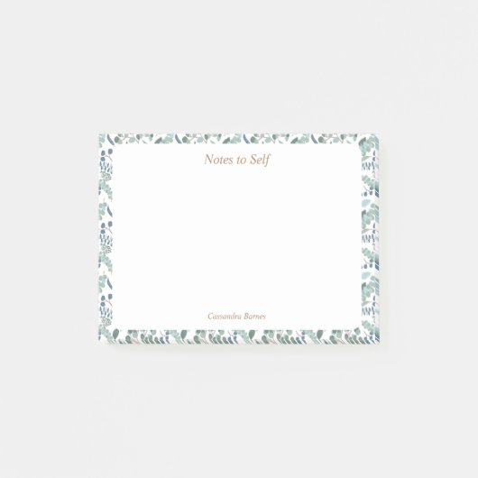 Modern Elegant Botanical Personalized Sticky Post-it® Notes (Voorkant)