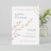 Modern Elegant Botanical Wedding Folie Uitnodiging (Staand Voorkant)