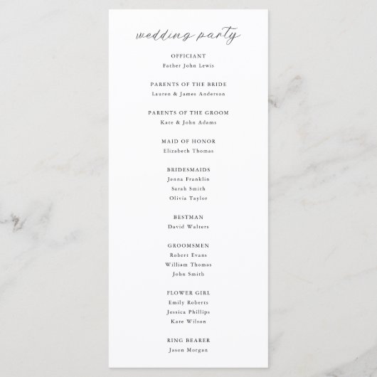 Modern Elegant Botanical Wedding Programme Programmakaart (Achterkant)