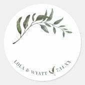 Modern Elegant Botanical Wedding Ronde Sticker (Voorkant)
