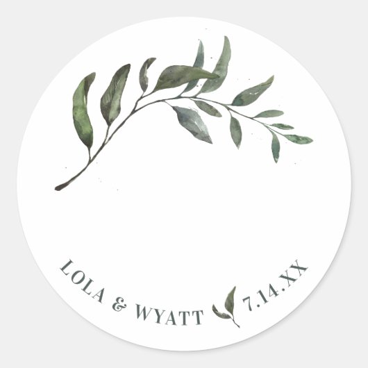 Modern Elegant Botanical Wedding Ronde Sticker (Voorkant)