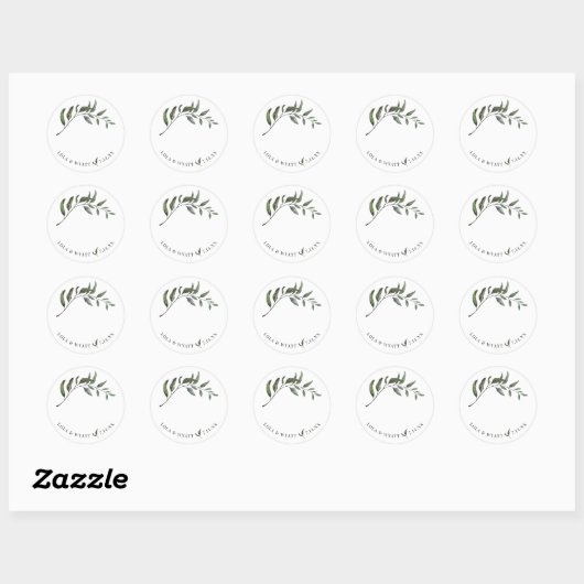 Modern Elegant Botanical Wedding Ronde Sticker (Vel)