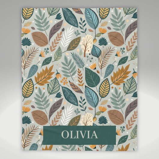 Modern Elegant Botanisch Bladpatroon Fleece Deken