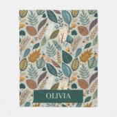 Modern Elegant Botanisch Bladpatroon Fleece Deken (Voorkant)