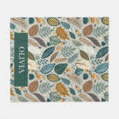 Modern Elegant Botanisch Bladpatroon Fleece Deken (Voorkant (Horizontaal))
