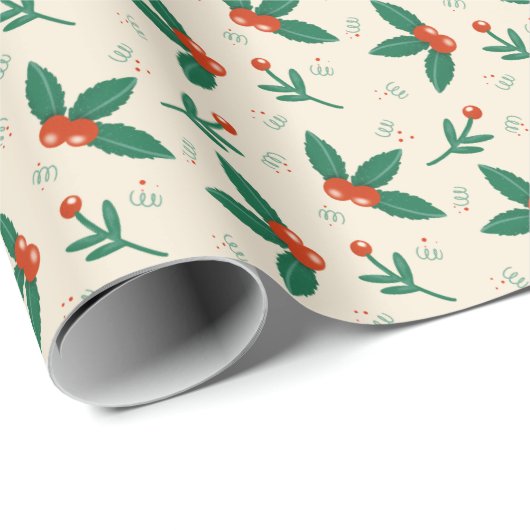Modern Elegant Botanisch Kerst Inpakpapier (Rol Hoek)