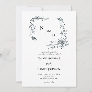 Modern elegant botanisch kuifmonogram kaart