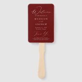 Modern Elegant Bourgogne bruiloft programma Handwaaier (Voorkant)