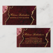 Modern Elegant Bourgogne Marmer Agaat Geode Gold Visitekaartje (Voorkant / Achterkant)