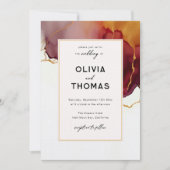 Modern Elegant Bourgogne Sinaasappel Gold Fall Bru Kaart (Voorkant)