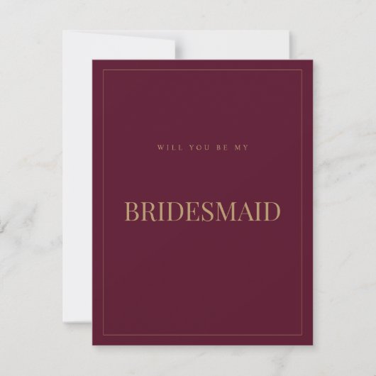 Modern & Elegant Bourgondië bruidsmeisje voorstel  Save The Date (Voorkant)