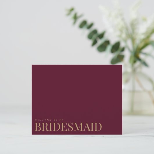 Modern & Elegant Bourgondië bruidsmeisje voorstel Save The Date (Staand voorkant)