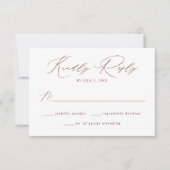 Modern Elegant Bourgondisch Script bruiloft RSVP Kaartje (Voorkant)