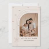 Modern Elegant Bow Family Arch Photo Christmas Feestdagenkaart (Voorkant)