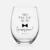 Modern Elegant Bow Stropdas Groomsman Voorstelcade Wijnglas Zonder Voet (Voorkant)