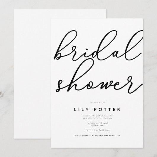 Modern Elegant Bridal Shower Invitation Kaart (Voorkant / Achterkant)