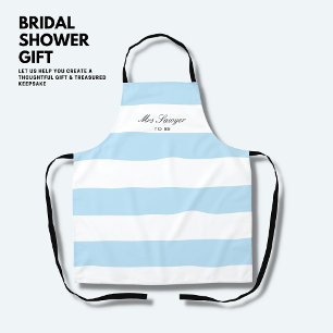 Modern Elegant Bride Blue Stripe Vrijgezellenfeest Schort