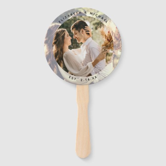 Modern Elegant Bride en Groom Photo Wedding Favor Handwaaier (Achterkant)