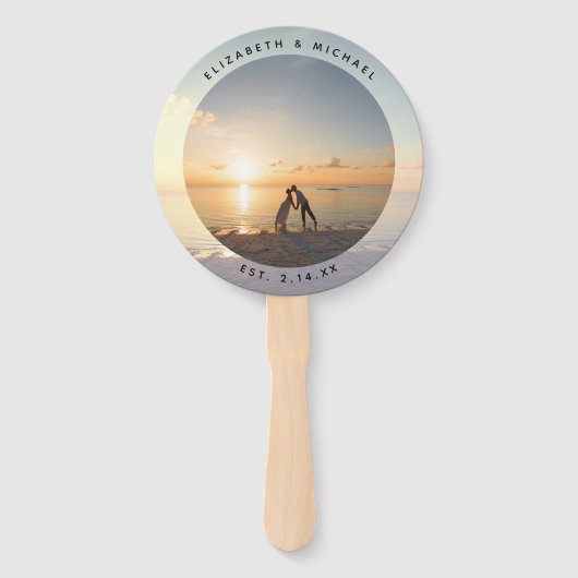 Modern Elegant Bride en Groom Photo Wedding Favor Handwaaier (Voorkant)