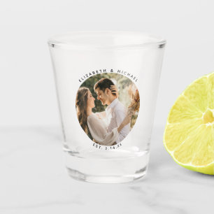 Modern Elegant Bride en Groom Photo Wedding Favor Shot Glas