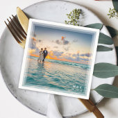 Modern Elegant Bride en Groom Photo Wedding Party Servet