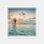 Modern Elegant Bride en Groom Photo Wedding Party Servet (Voorkant)