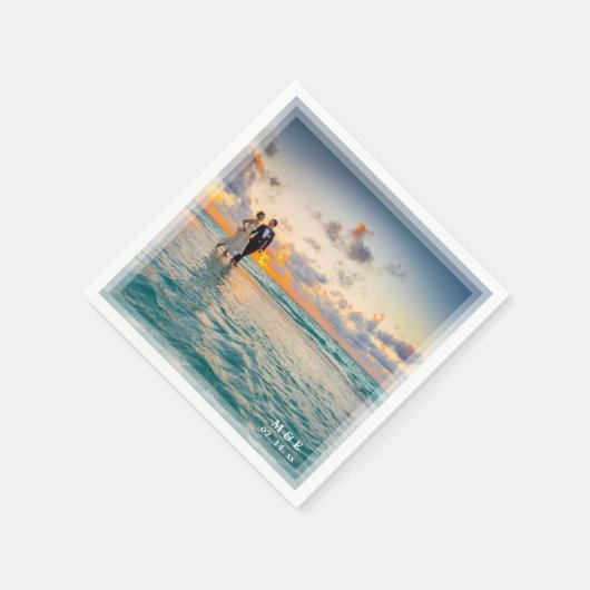 Modern Elegant Bride en Groom Photo Wedding Party Servet (Hoek)