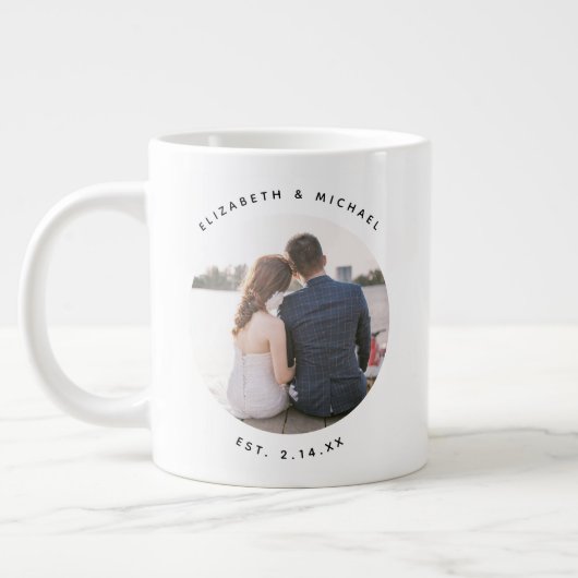Modern Elegant Bride en Groom Wedding Photo Grote Koffiekop (Links)