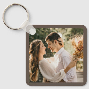 Modern Elegant Bride en Groom Wedding Photo Keych Sleutelhanger
