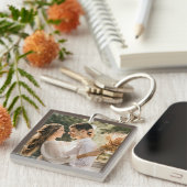 Modern Elegant Bride en Groom Wedding Photo Keych Sleutelhanger (Voorkant Rechts)