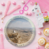 Modern Elegant Bride en Groom Wedding Photo Papieren Bordje (Feest)