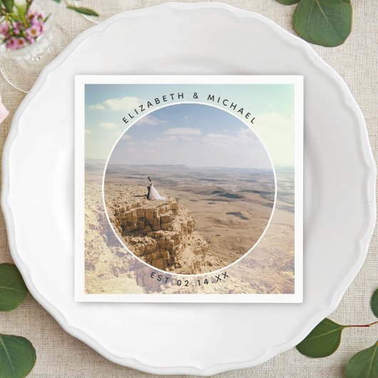 Modern Elegant Bride en Groom Wedding Photo Servet