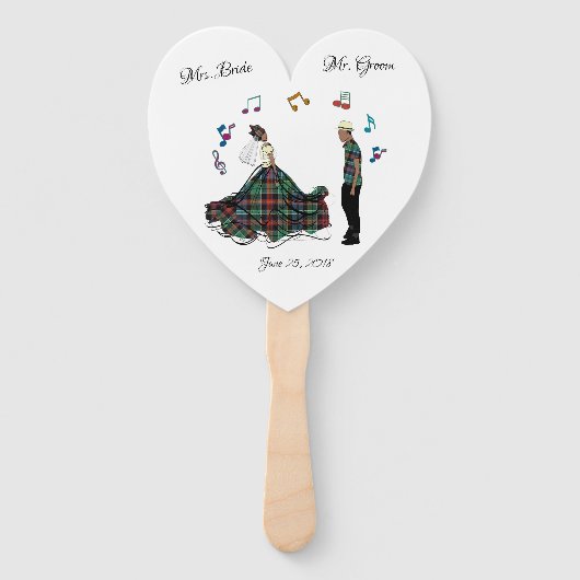 Modern Elegant Bride Groom Wedding Handwaaier (Voorkant)