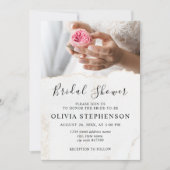 Modern Elegant Bride met Rozen Vrijgezellenfeest Kaart (Voorkant)