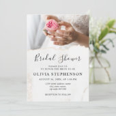 Modern Elegant Bride met Rozen Vrijgezellenfeest Kaart (Staand voorkant)