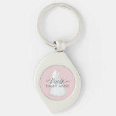 Modern Elegant Bride Minimalist Blush Pink Sleutelhanger (Voorkant)