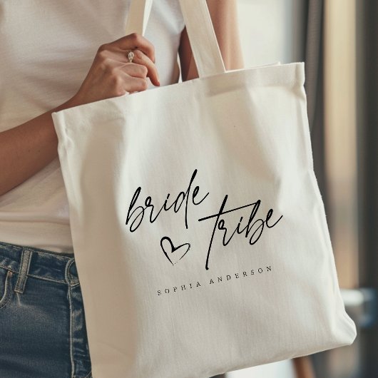 Modern Elegant Bride Tribe Hart Script Typografie Tote Bag
