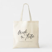 Modern Elegant Bride Tribe Hart Script Typografie Tote Bag (Achterkant)