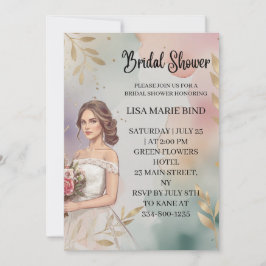 Modern Elegant Bride Wedding Gown Vrijgezellenfees Kaart