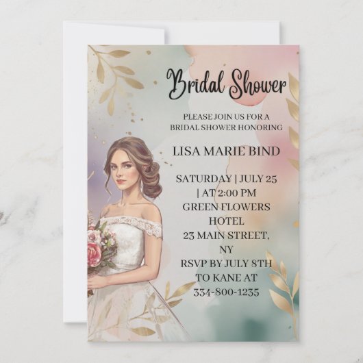 Modern Elegant Bride Wedding Gown Vrijgezellenfees Kaart (Voorkant)