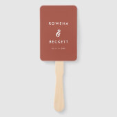 Modern elegant brnt brick trouwprogramma handwaaier (Voorkant)