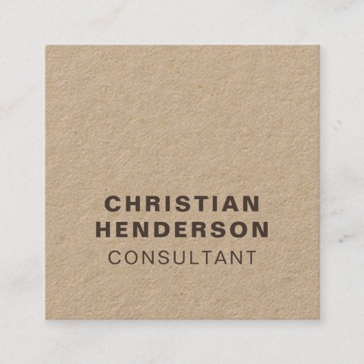Modern Elegant Brown en Kraft Paper Consultant Vierkante Visitekaartje (Voorkant)